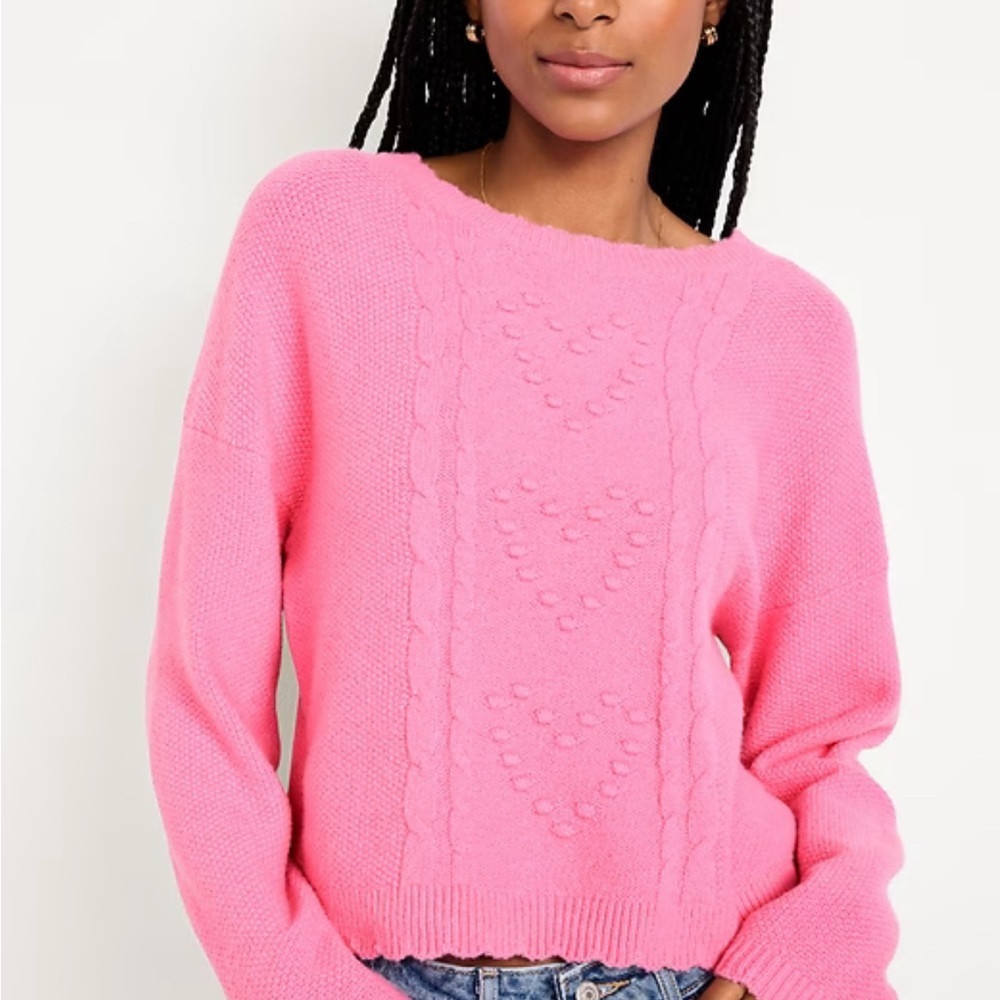 Old Navy SoSoft Crew-Neck Bobble Heart Sweater